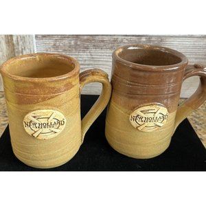 2 New Holland Brewing Coffee Mugs Artisan Pottery Signed